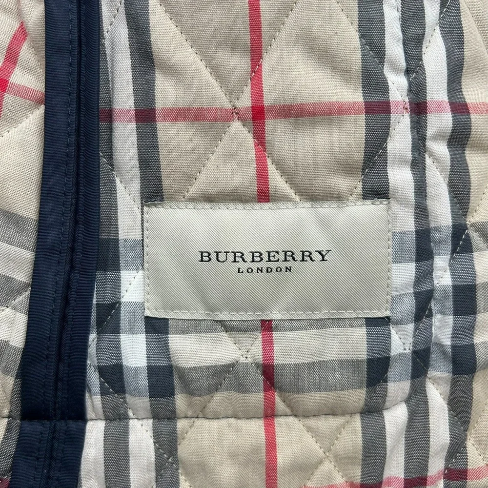 Burberry London Full Zip Quilted Jacket Womens Small Blue Plaid Lined - Picture 11 of 16